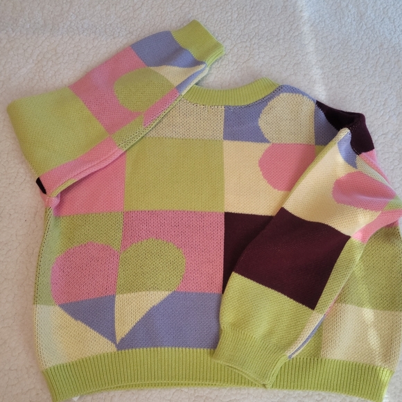 Topshop Size M US 8-10 Color Block Crew Neck Sweater P.P-25      Legenth 20 - Picture 4 of 7